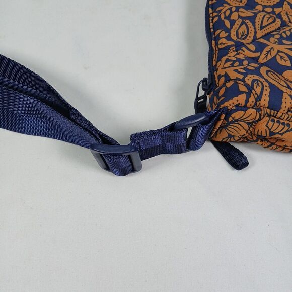 Vera Bradley Quilted Shoulder Bag Blue Orange Floral Paisley Adjustable Strap - Picture 3 of 9